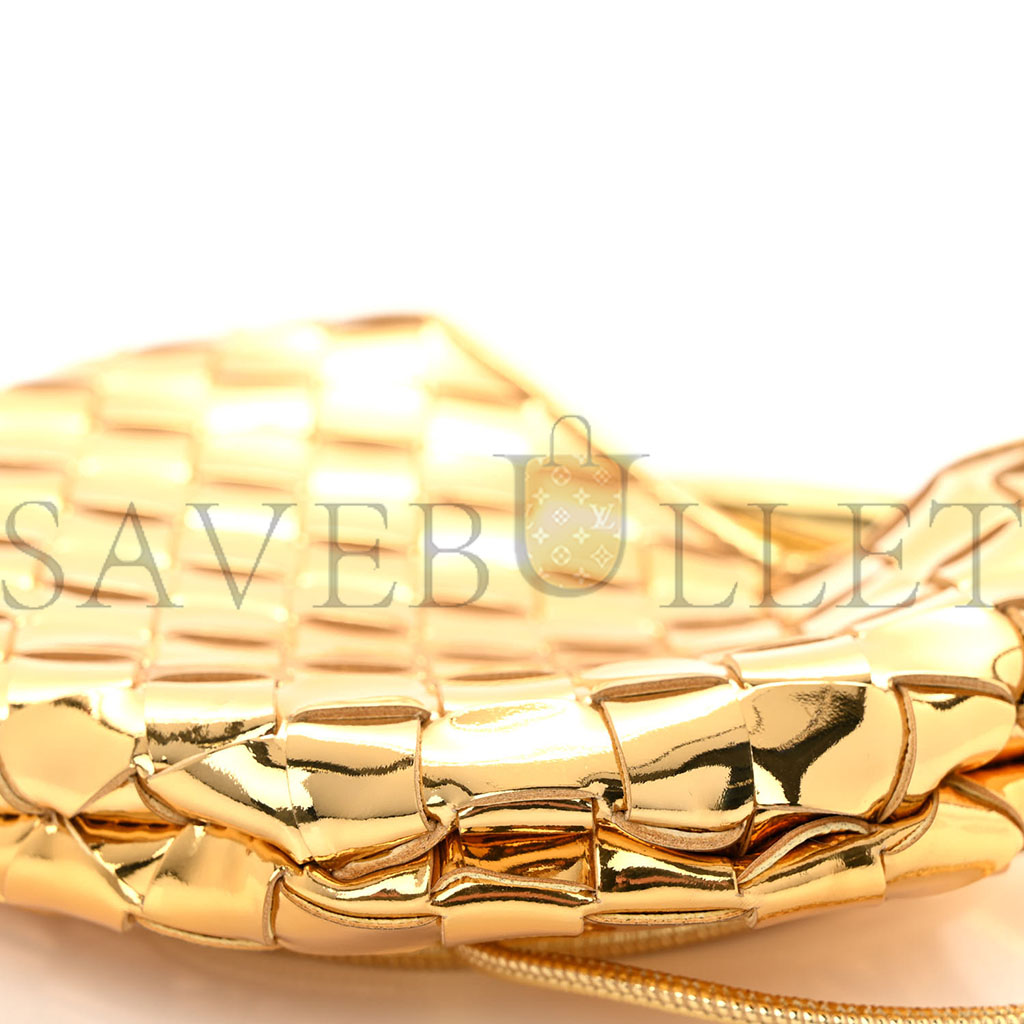 BOTTEGA VENETA MIRROR LAMINATED NAPPA INTRECCIATO MINI SARDINE BAG GOLD (20*15*3cm)