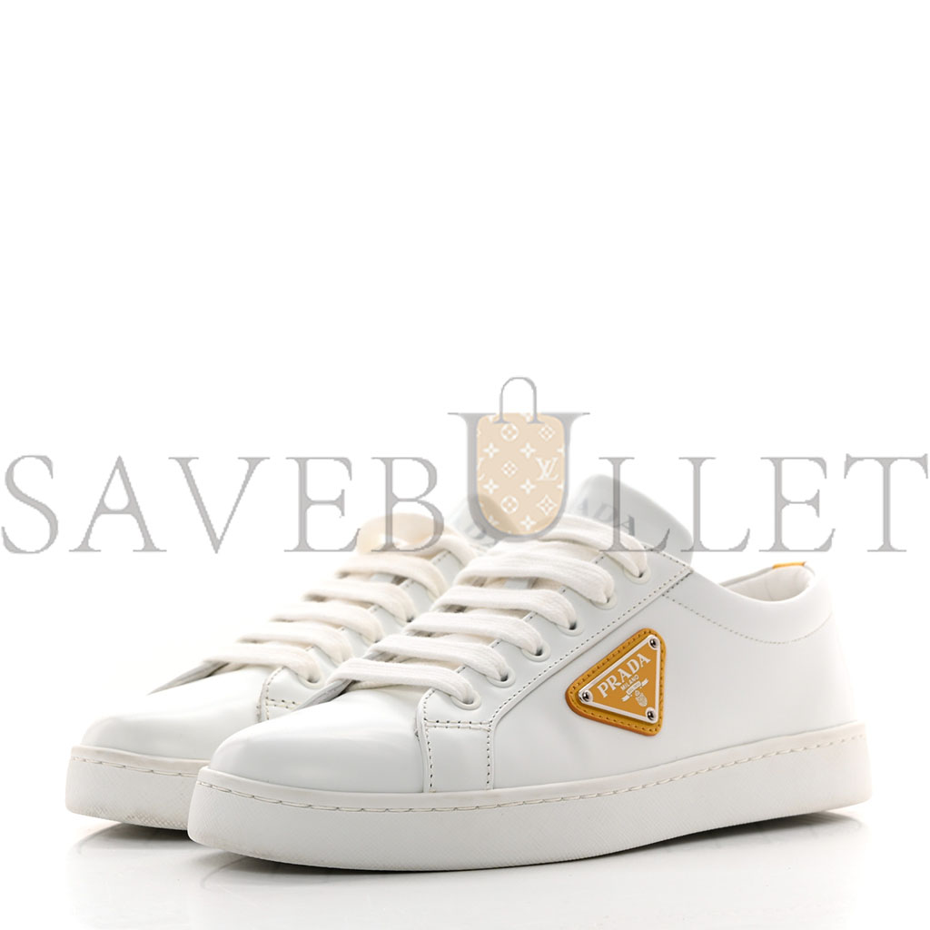 PRADA SPAZZOLATO ROIS METAL TRIANGLE LOGO 25MM SNEAKERS 35.5 WHITE SOLEIL PRADA SPAZZOLATO ROIS METAL TRIANGLE LOGO 25MM SNEAKERS 35.5 WHITE SOLEIL