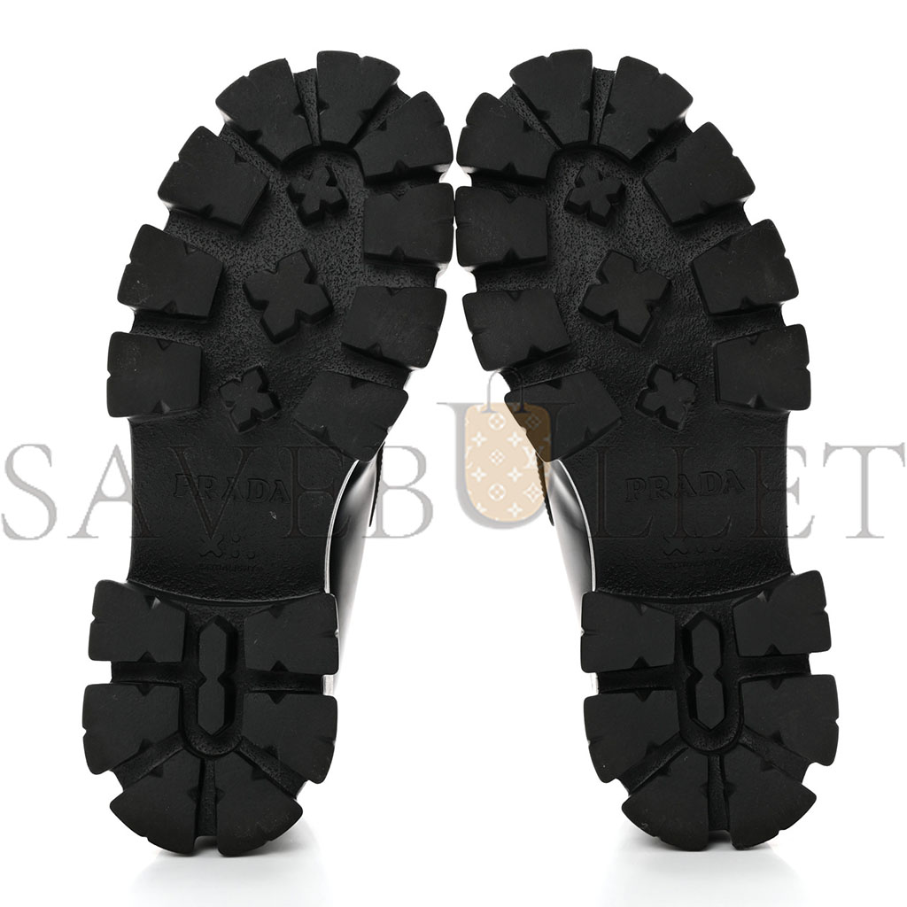 PRADA SPAZZOLATO ROIS METAL TRIANGLE LOGO MONOLITH 55MM LOAFERS 39 BLACK PRADA SPAZZOLATO ROIS METAL TRIANGLE LOGO MONOLITH 55MM LOAFERS 39 BLACK