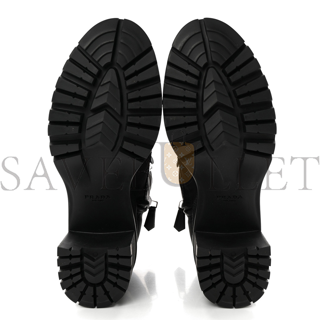 PRADA SPAZZOLATO RE-NYLON METAL TRIANGLE LOGO LACE UP 85MM BOOTS 35.5 BLACK PRADA SPAZZOLATO RE-NYLON METAL TRIANGLE LOGO LACE UP 85MM BOOTS 35.5 BLACK