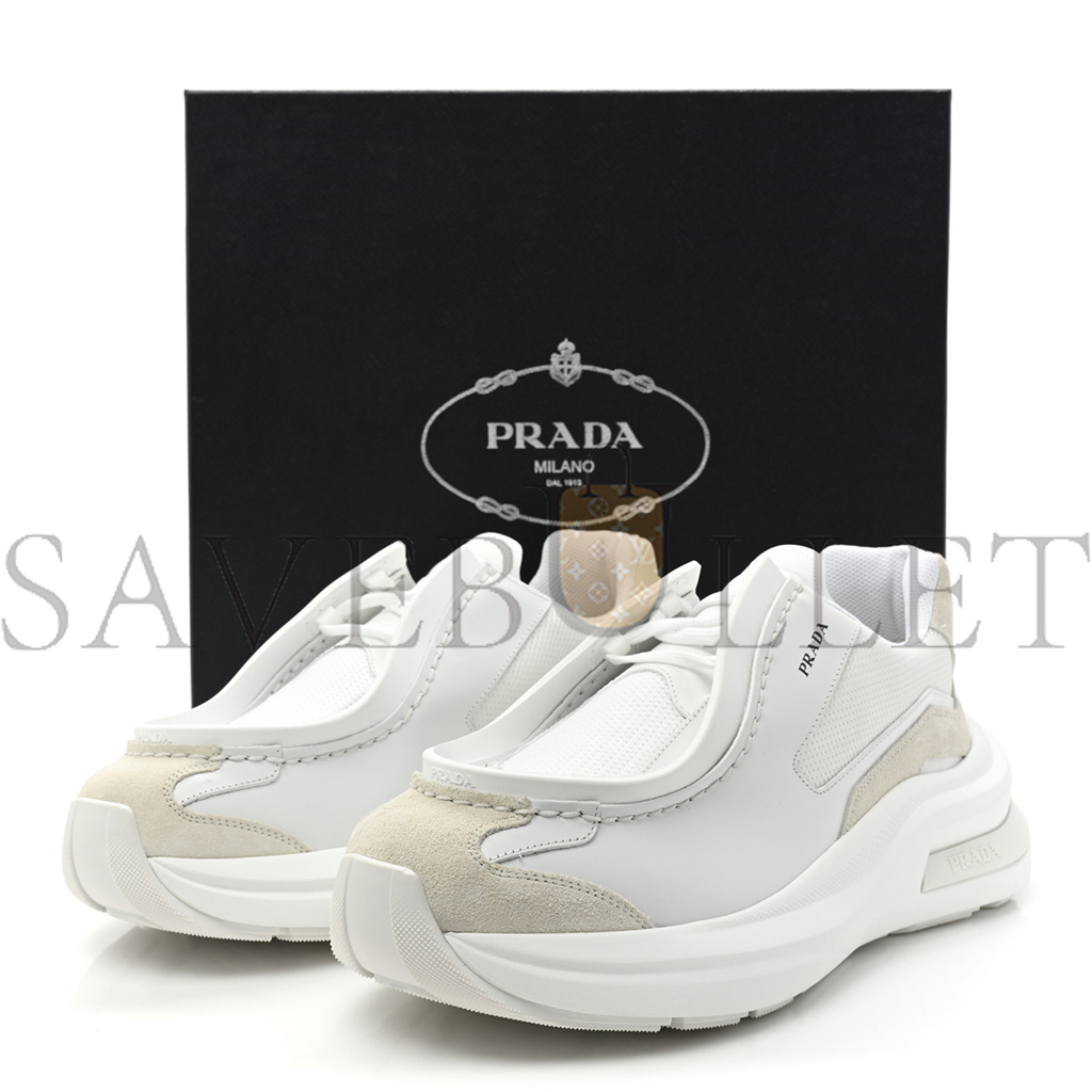 PRADA SPAZZOLATO ROIS BIKE FABRIC MENS SNEAKERS 10 WHITE PRADA SPAZZOLATO ROIS BIKE FABRIC MENS SNEAKERS 10 WHITE