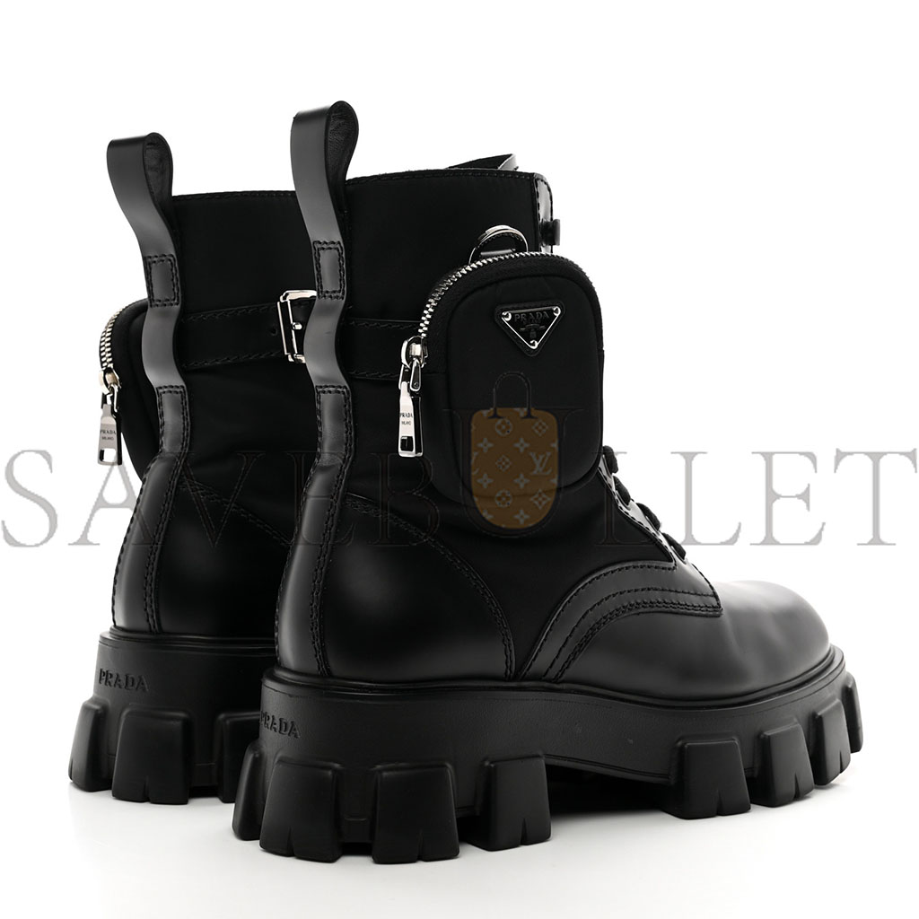 PRADA SPAZZOLATO ROIS RE-NYLON METAL TRIANGLE LOGO MENS MONOLITH POUCH POCKET 60MM COMBAT BOOTS 7.5 BLACK PRADA SPAZZOLATO ROIS RE-NYLON METAL TRIANGLE LOGO MENS MONOLITH POUCH POCKET 60MM COMBAT BOOTS 7.5 BLACK