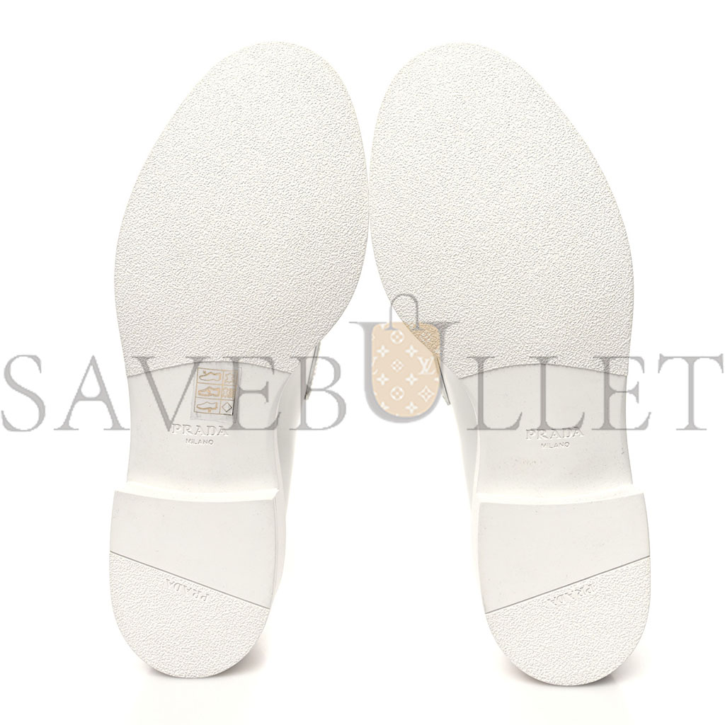 PRADA SPAZZOLATO METAL TRIANGLE LOGO 50MM LOAFERS 39.5 WHITE PRADA SPAZZOLATO METAL TRIANGLE LOGO 50MM LOAFERS 39.5 WHITE