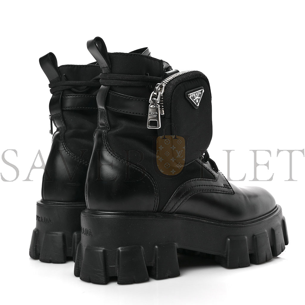 PRADA SPAZZOLATO ROIS RE-NYLON METAL TRIANGLE LOGO MONOLITH POUCH POCKET 55MM BOOTS 37 BLACK PRADA SPAZZOLATO ROIS RE-NYLON METAL TRIANGLE LOGO MONOLITH POUCH POCKET 55MM BOOTS 37 BLACK