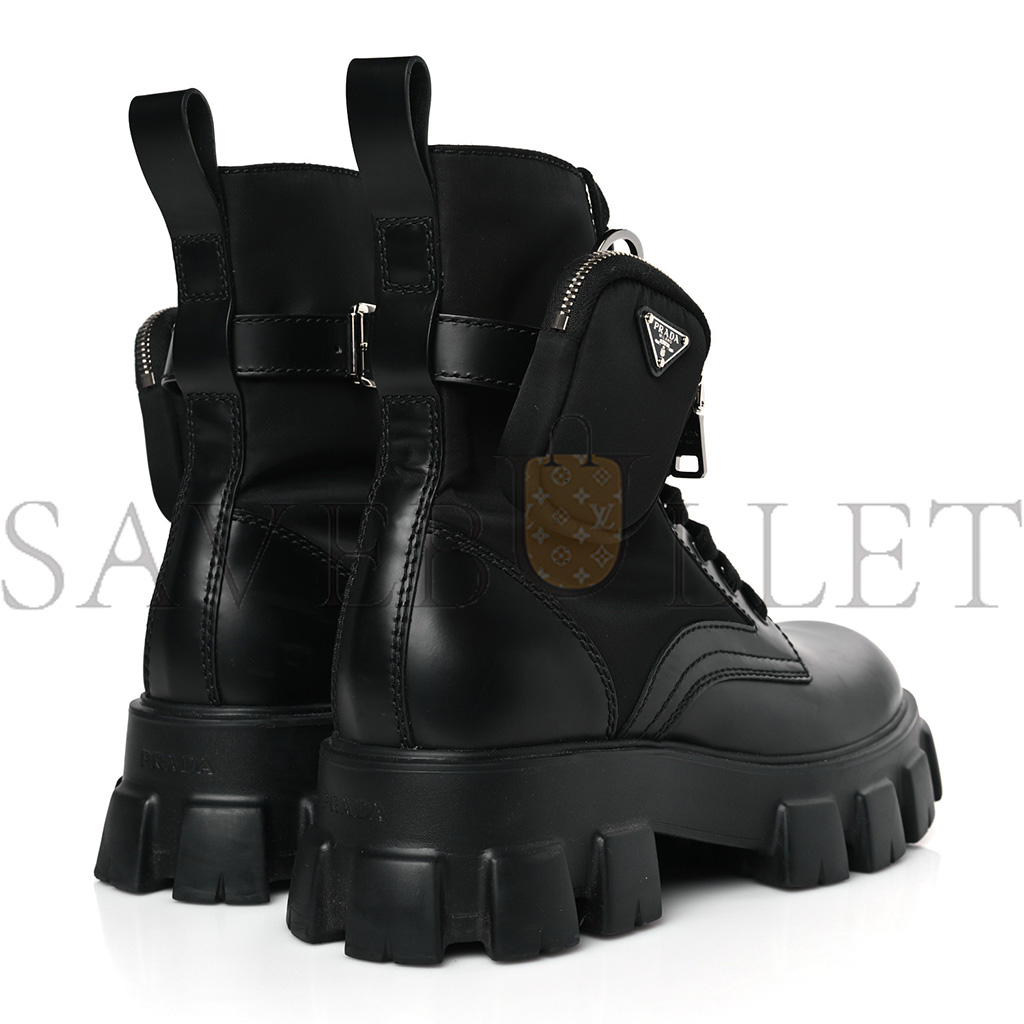 PRADA SPAZZOLATO ROIS RE-NYLON METAL TRIANGLE LOGO MENS MONOLITH POUCH POCKET 60MM COMBAT BOOTS 9.5 BLACK PRADA SPAZZOLATO ROIS RE-NYLON METAL TRIANGLE LOGO MENS MONOLITH POUCH POCKET 60MM COMBAT BOOTS 9.5 BLACK