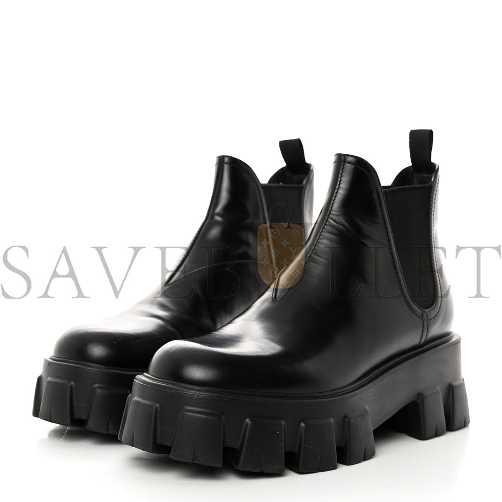 PRADA SPAZZOLATO ROIS MONOLITH CHELSEA 55MM ANKLE BOOTS 39 BLACK PRADA SPAZZOLATO ROIS MONOLITH CHELSEA 55MM ANKLE BOOTS 39 BLACK