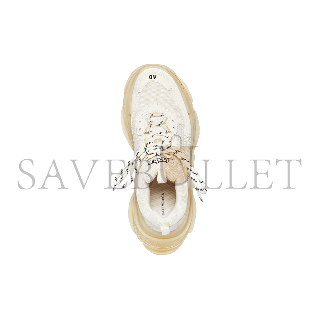 BALENCIAGA WOMEN'S TRIPLE S CLEAR SOLE SNEAKER IN BEIGE 544351W2GA19100