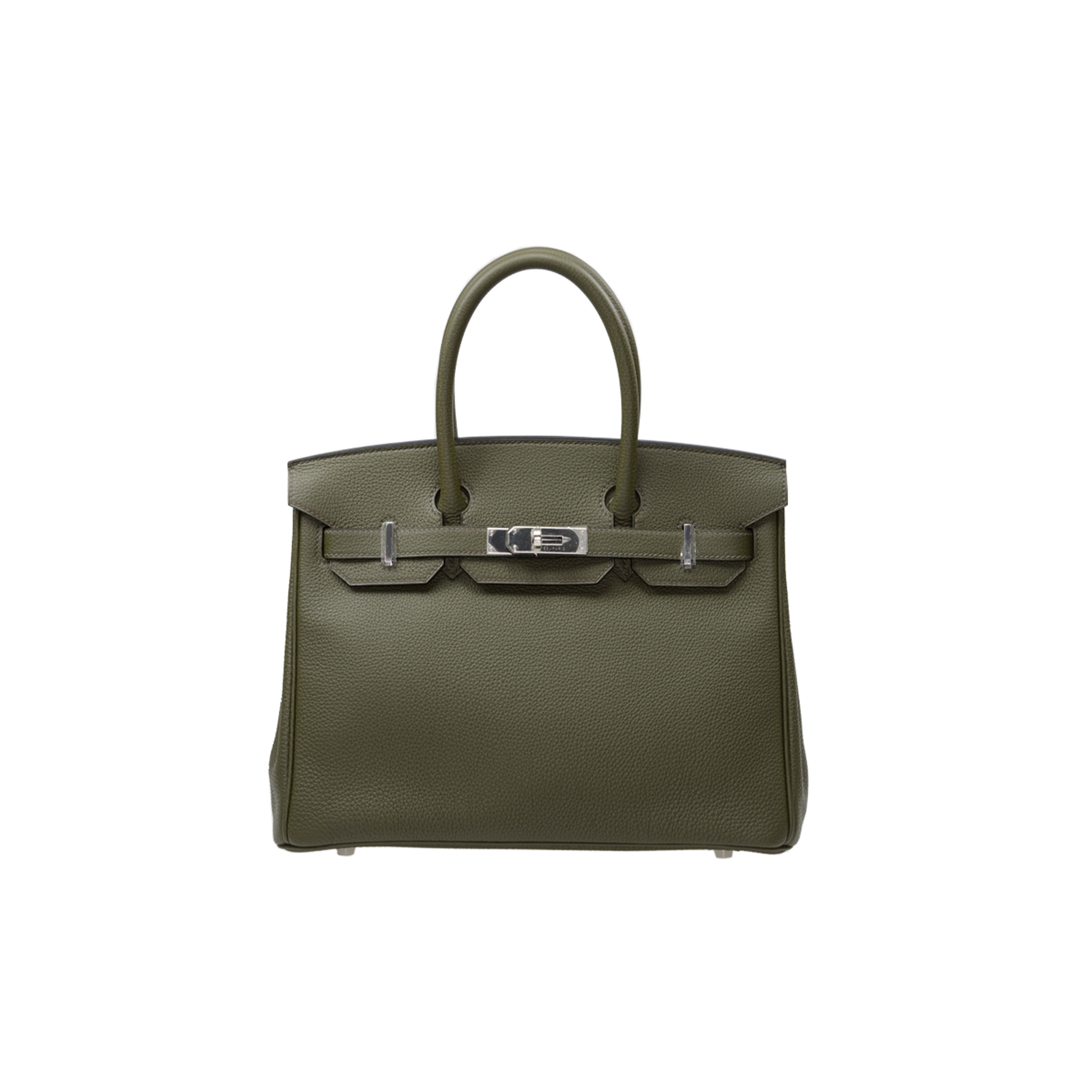 HERMES MASTER BIRKIN 25 TOGO LEATHER OLIVE GREEN SILVER BUCKLE H028369CK61 (25*20*13cm)