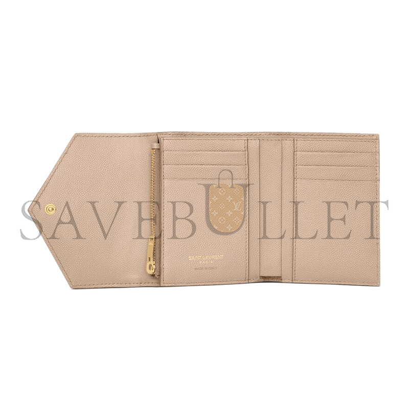 YSL CASSANDRE MATELASSÉ COMPACT TRI FOLD WALLET IN GRAIN DE POUDRE LEATHER 403943BOW012721 (12.5*10*2.5cm)