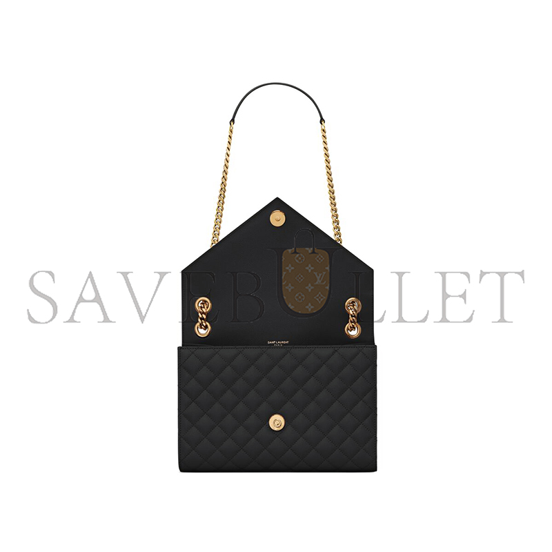 YSL ENVELOPE MEDIUM IN QUILTED GRAIN DE POUDRE EMBOSSED LEATHER 600185BOW911000 (24*17.5*6cm)