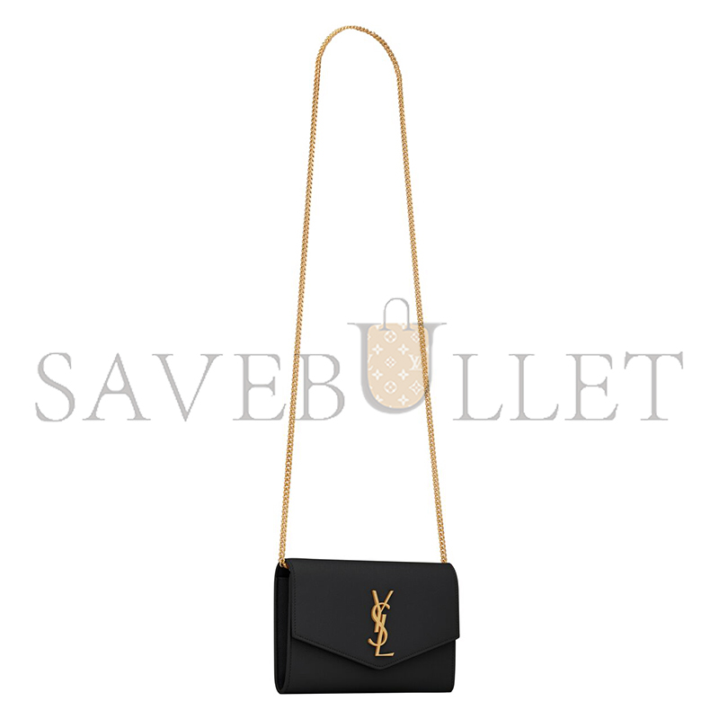 YSL UPTOWN CHAIN WALLET IN GRAIN DE POUDRE EMBOSSED LEATHER 6077881GF0J1000 (19*12*3cm)
