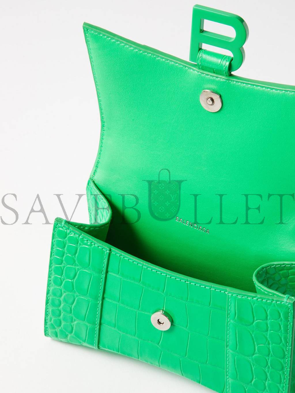 BALENCIAGA GREEN HOURGLASS XS CROC-EFFECT LEATHER CROSS-BODY BAG MATCHESFASHION US (19*12.1*7.6cm)