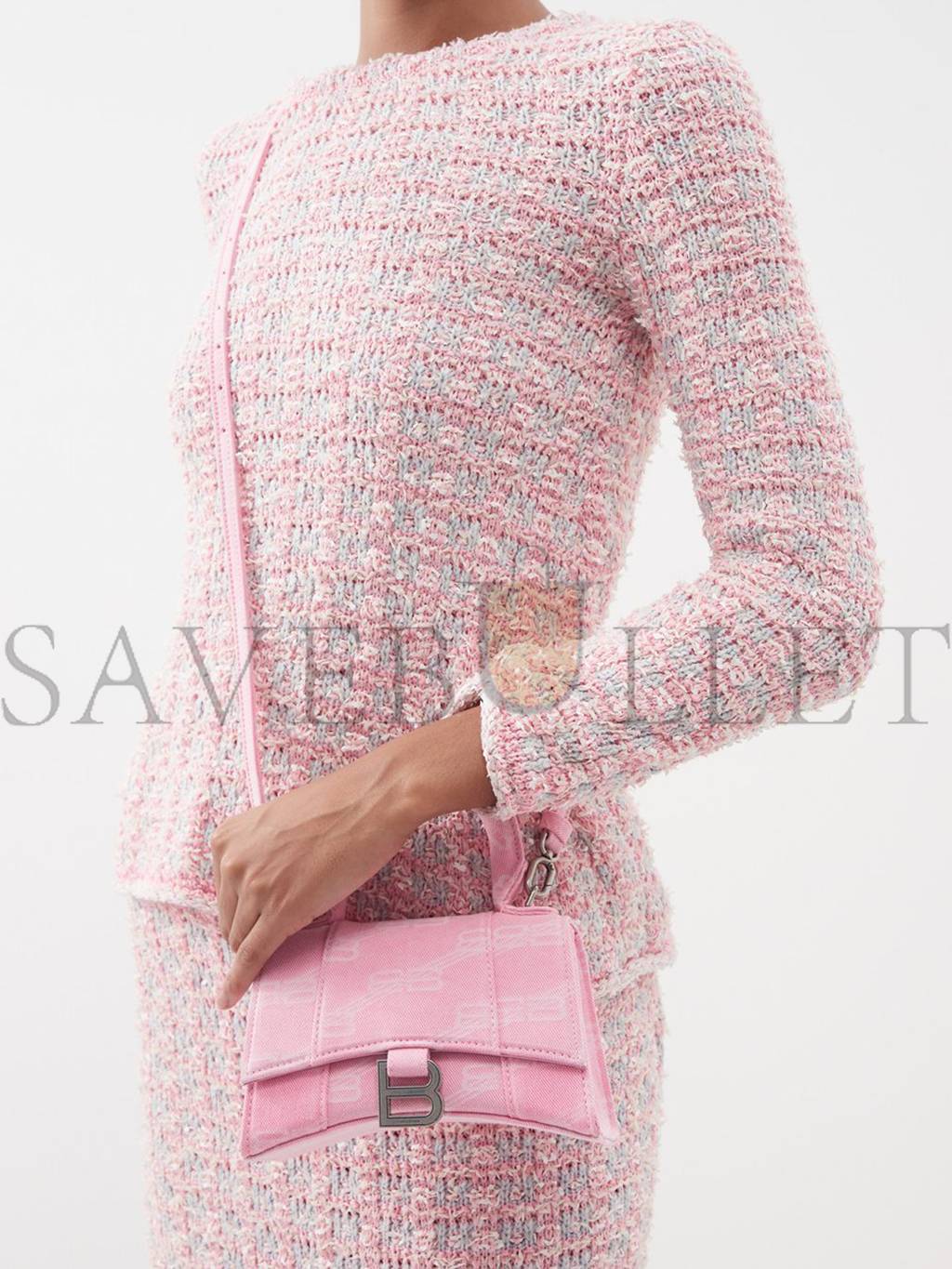 BALENCIAGA PINK HOURGLASS XS LOGO-PRINT DENIM CROSS-BODY BAG MATCHESFASHION US (19*12.1*8.1cm)