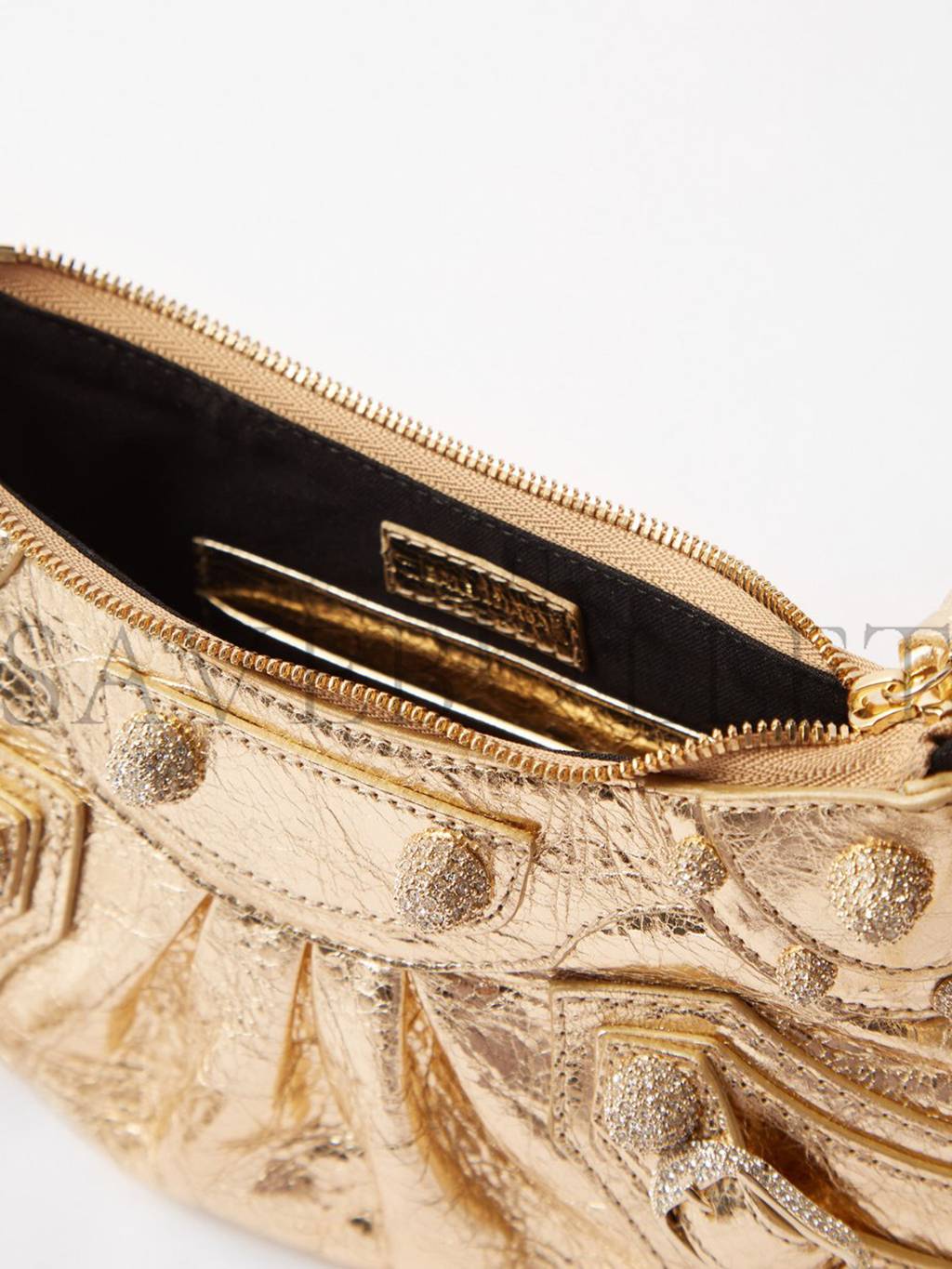 BALENCIAGA GOLD LE CAGOLE STUDDED LEATHER SHOULDER BAG MATCHESFASHION US (22*11.7*5.2cm)