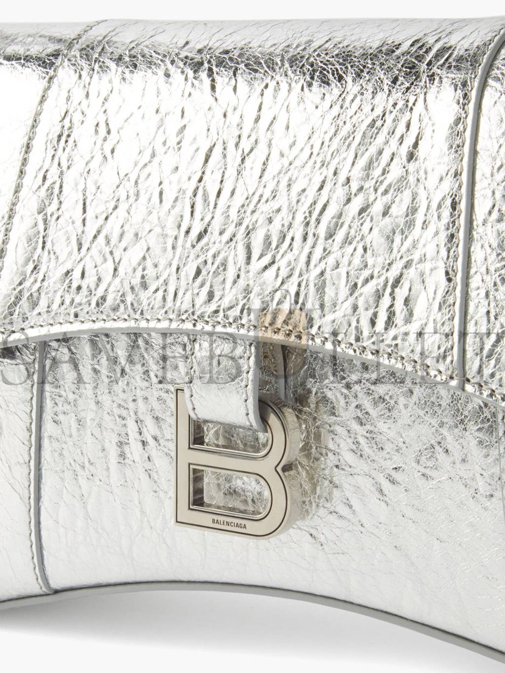 BALENCIAGA SILVER DOWNTOWN XS CROCODILE-EFFECT LEATHER SHOULDER BAG MATCHESFASHION US (25*16*6cm)