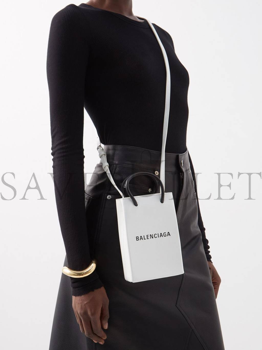 BALENCIAGA WHITE SHOPPING MINI LEATHER CROSS-BODY BAG  MATCHESFASHION US (18*12.4*4.8cm)