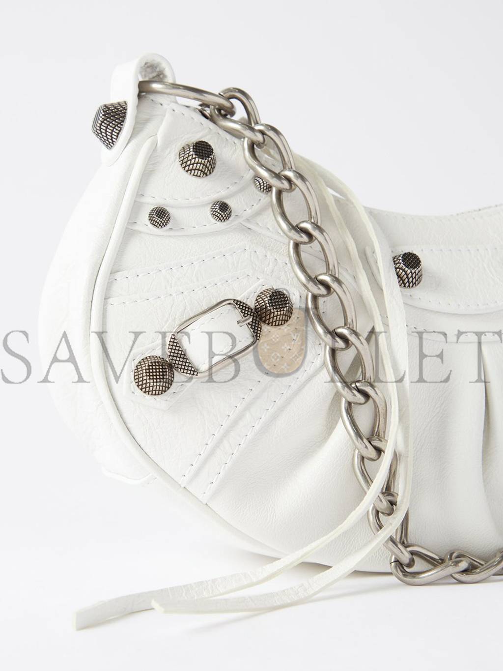 BALENCIAGA WHITE LE CAGOLE XS STUDDED LEATHER SHOULDER BAG MATCHESFASHION US (25.6*11.4*7.3cm)