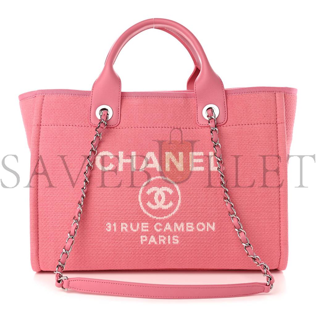 CHANEL MIXED FIBERS SMALL DEAUVILLE TOTE PINK (32*25*15cm)