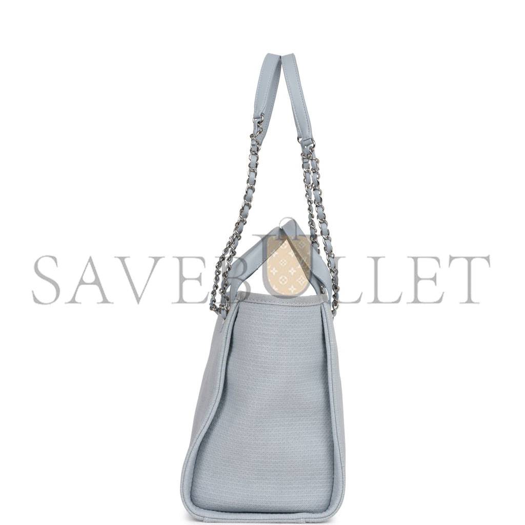 CHANEL SMALL DEAUVILLE SHOPPING BAG BLUE BOUCLE SILVER HARDWARE (34*27*15cm) CHANEL SMALL DEAUVILLE SHOPPING BAG BLUE BOUCLE SILVER HARDWARE (34*27*15cm)