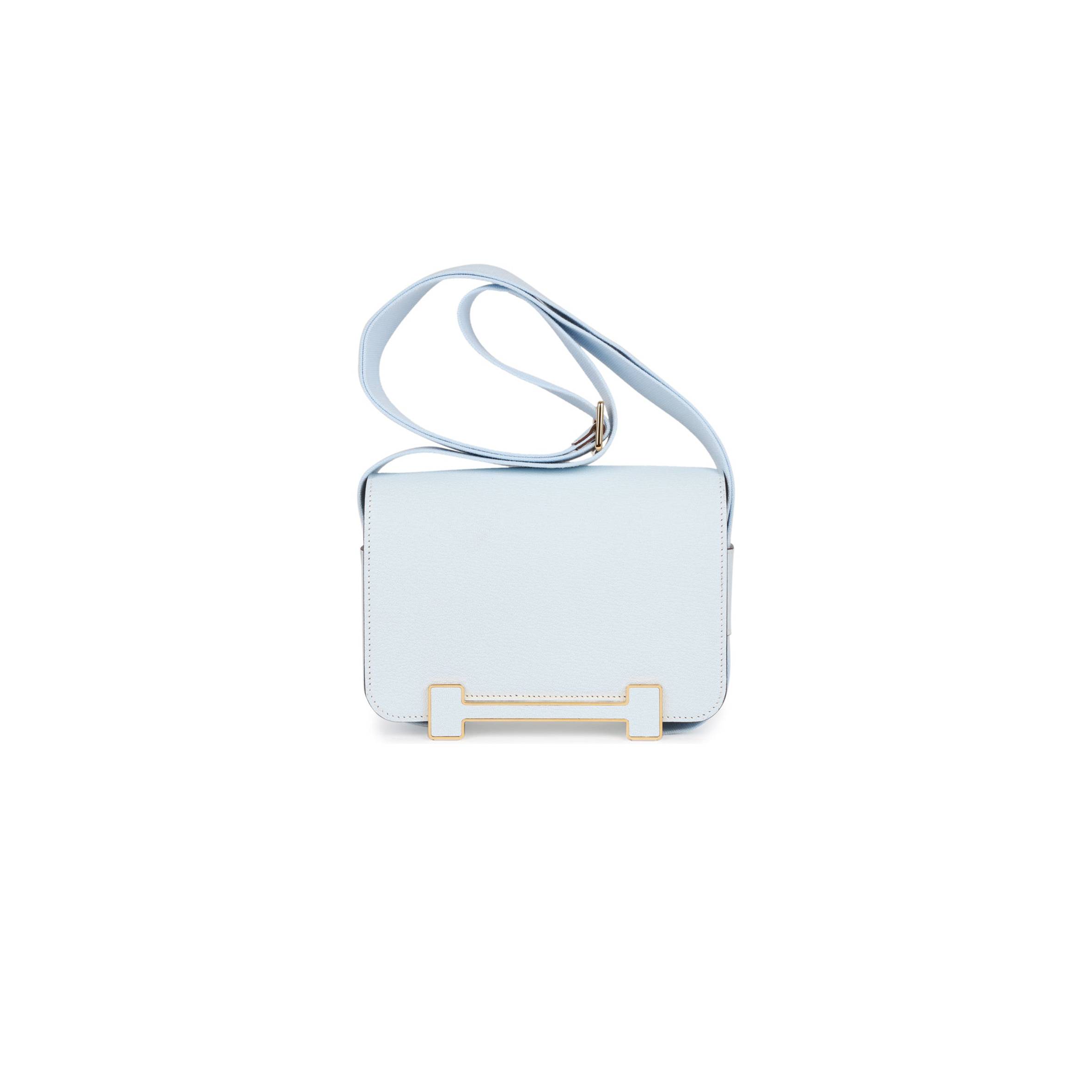 HERMES GETA BLEU BRUME VERSO CHEVRE GOLD HARDWARE (20.3*14*6.4cm) HERMES GETA BLEU BRUME VERSO CHEVRE GOLD HARDWARE (20.3*14*6.4cm)