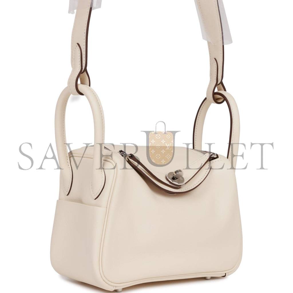 HERMES MINI LINDY NATA VERSO SWIFT PALLADIUM HARDWARE (19*12.5*9) HERMES MINI LINDY NATA VERSO SWIFT PALLADIUM HARDWARE (19*12.5*9)