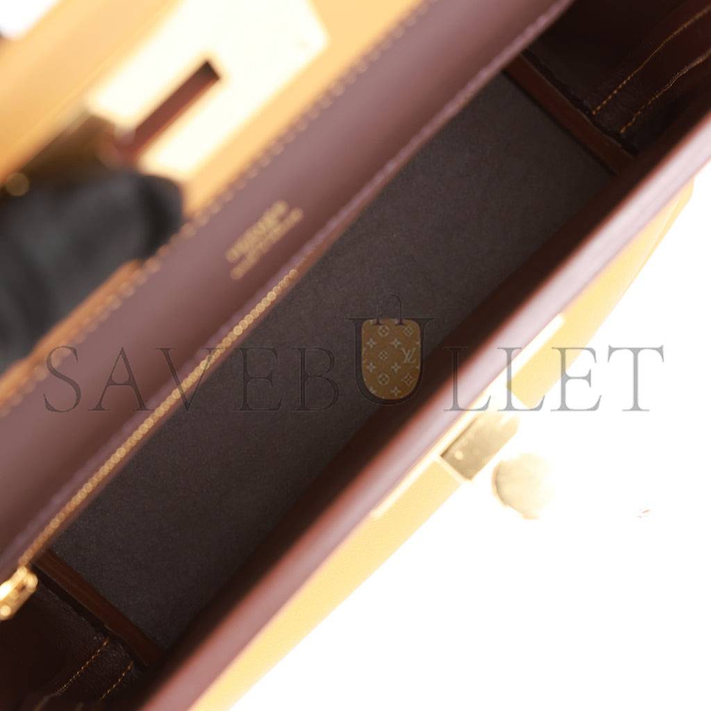 HERMES MINI 2424 BAG CARAMEL EVERCOLOR AND SESAME SWIFT VERSO GOLD HARDWARE (23*17*11cm) HERMES MINI 2424 BAG CARAMEL EVERCOLOR AND SESAME SWIFT VERSO GOLD HARDWARE (23*17*11cm)