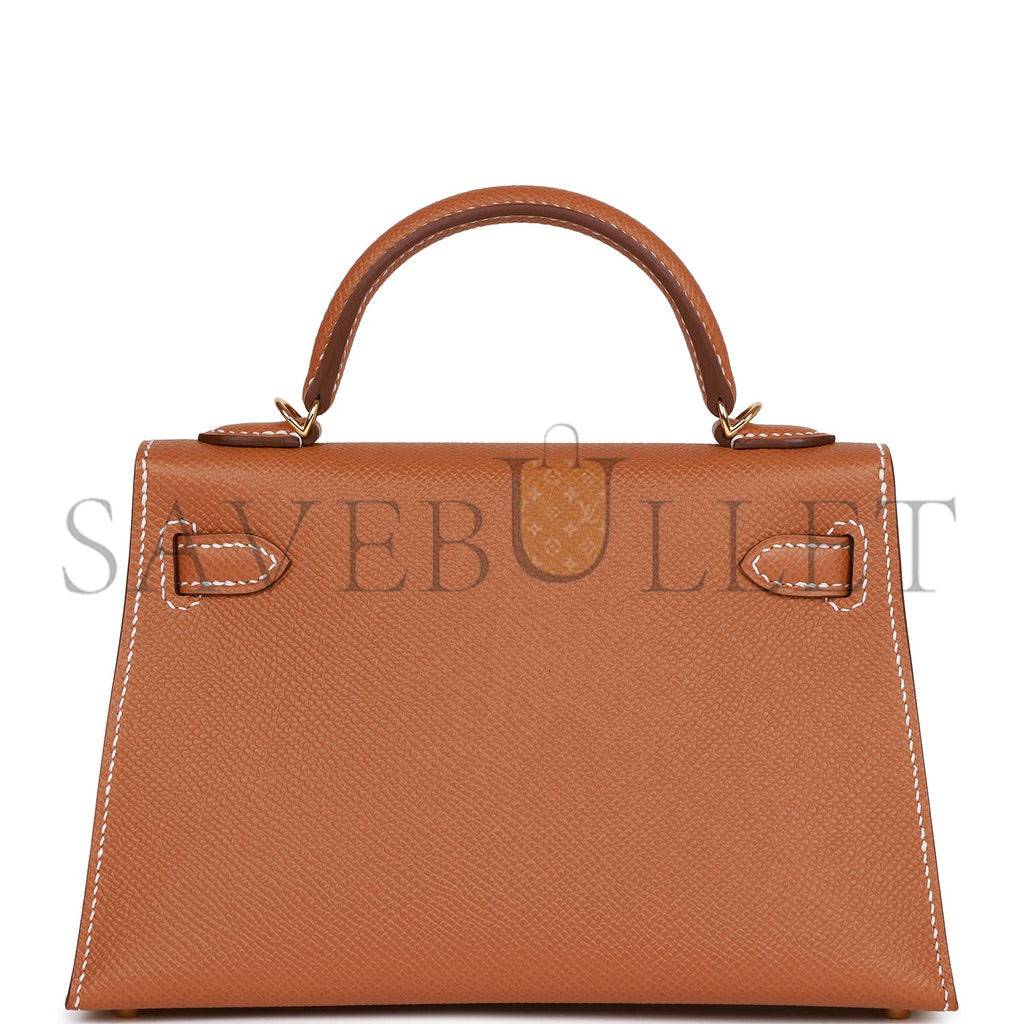 HERMES MINI KELLY SELLIER 20 GOLD EPSOM GOLD HARDWARE 39848783642718(19*12*5.5cm)