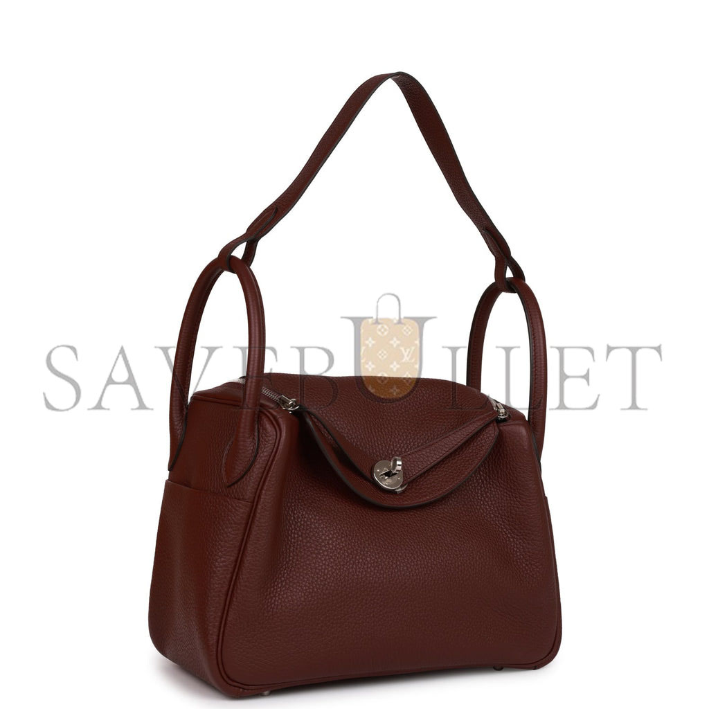 HERMES LINDY 30 BORDEAUX CLEMENCE PALLADIUM HARDWARE (30*19*16cm) HERMES LINDY 30 BORDEAUX CLEMENCE PALLADIUM HARDWARE (30*19*16cm)
