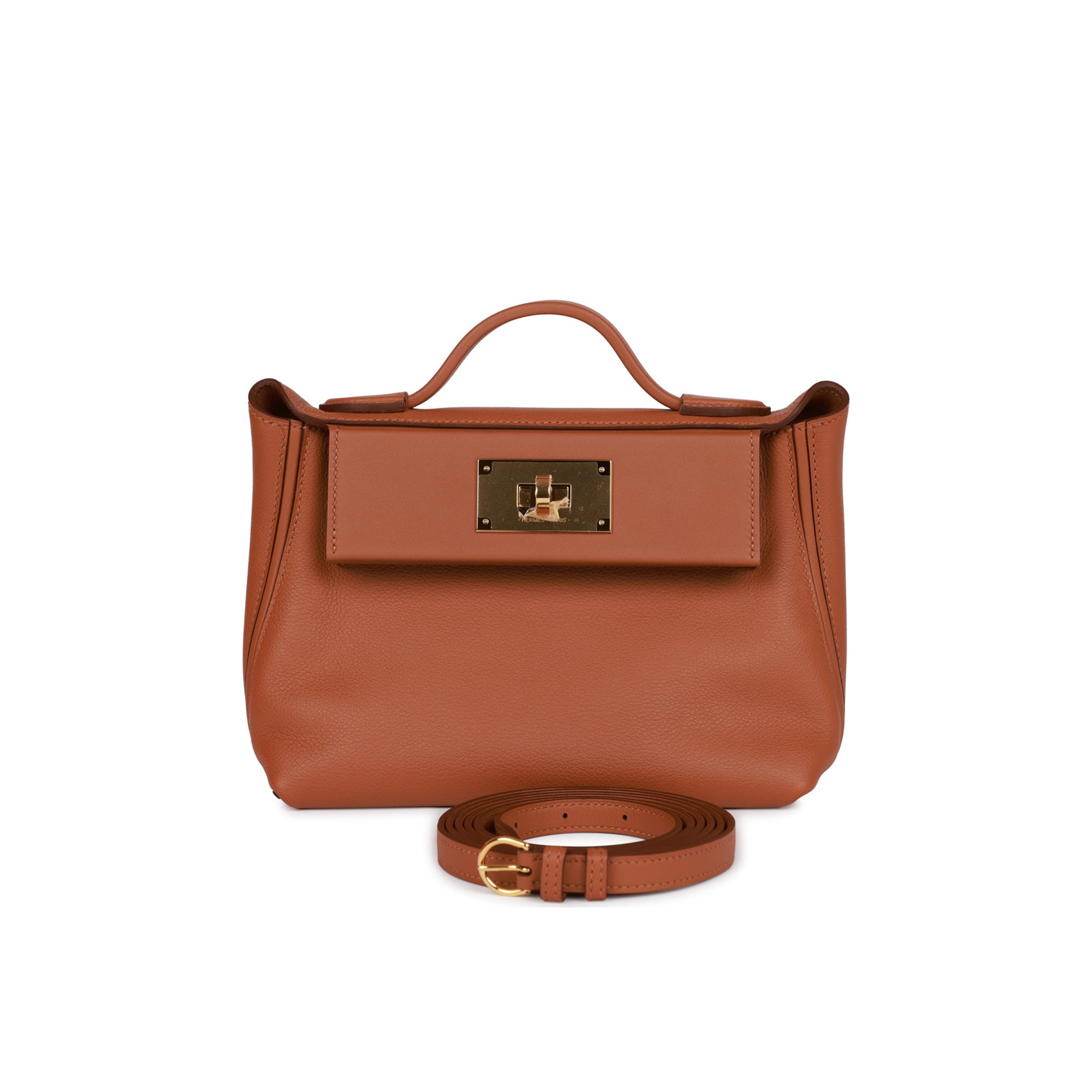 HERMES MINI 2424 BAG GOLD EVERCOLOR AND SWIFT GOLD HARDWARE (23*16*11cm) HERMES MINI 2424 BAG GOLD EVERCOLOR AND SWIFT GOLD HARDWARE (23*16*11cm)