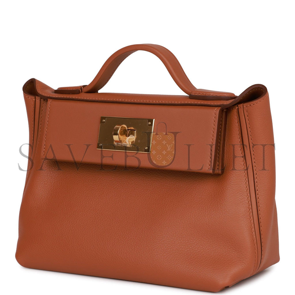 HERMES MINI 2424 BAG GOLD EVERCOLOR AND SWIFT GOLD HARDWARE (23*16*11cm) HERMES MINI 2424 BAG GOLD EVERCOLOR AND SWIFT GOLD HARDWARE (23*16*11cm)