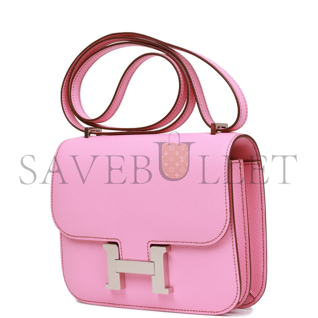 HERMES CONSTANCE 18 BUBBLEGUM EPSOM PALLADIUM HARDWARE (18cm)