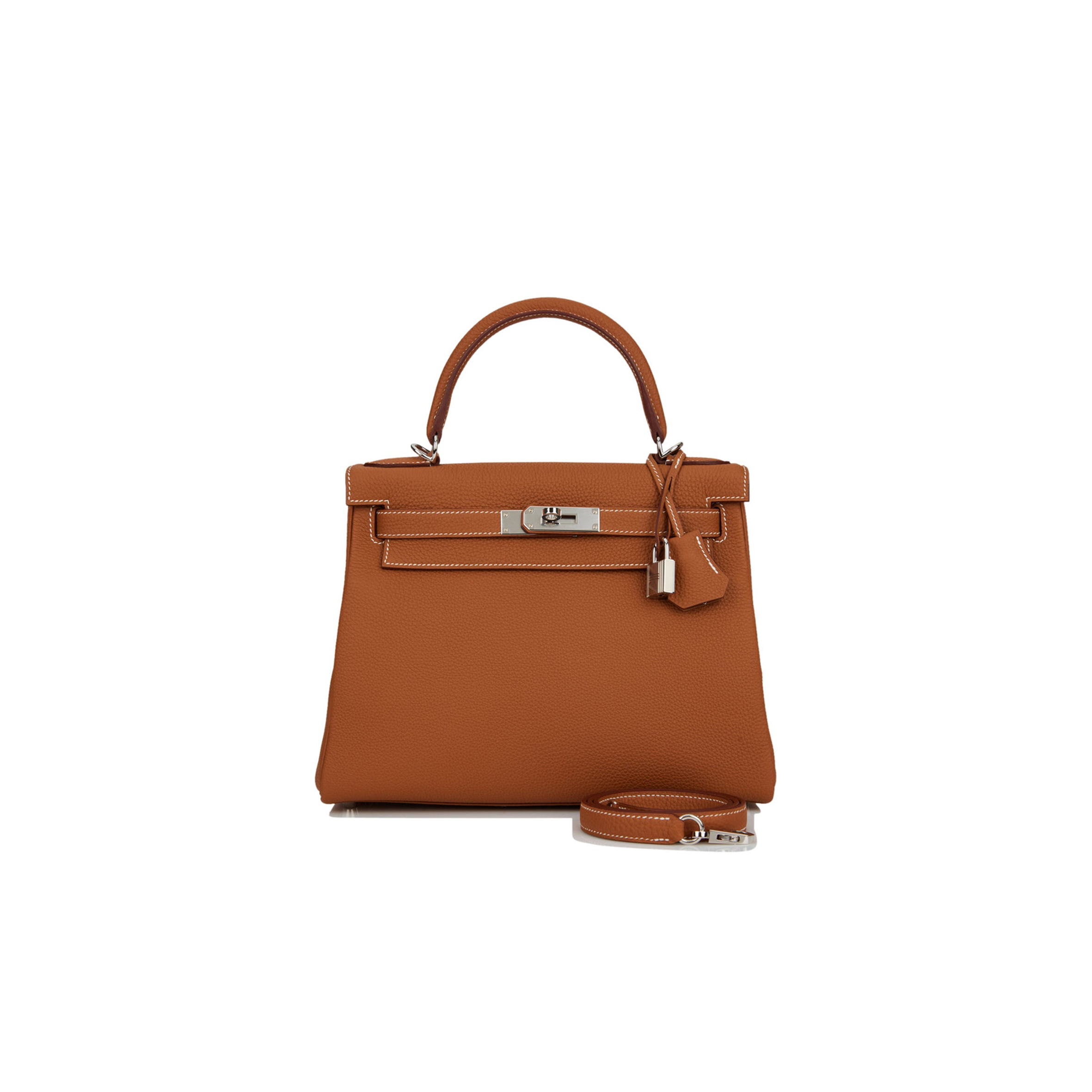 HERMES KELLY RETOURNE 28 GOLD TOGO PALLADIUM HARDWARE  (28*22*10cm)