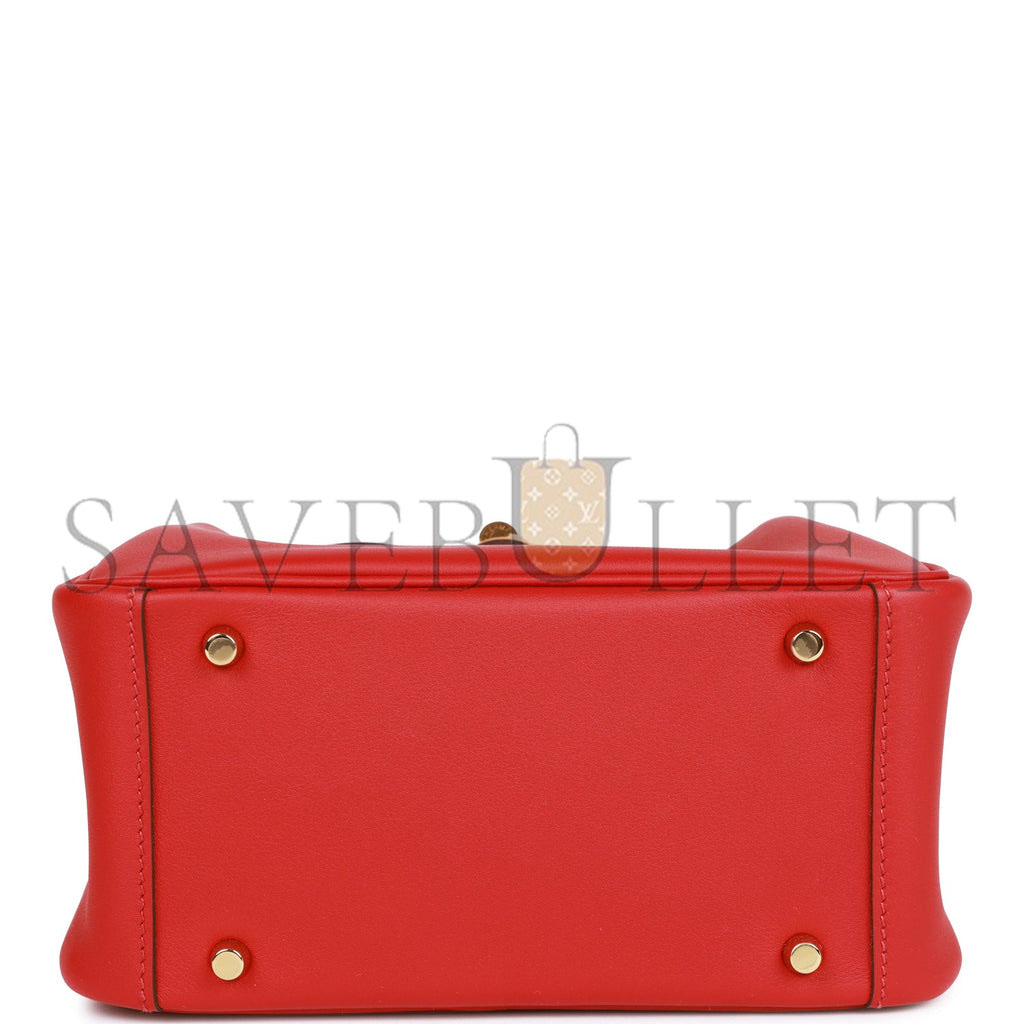 HERMES MINI LINDY ROUGE PIMENT SWIFT GOLD HARDWARE (19*12.5*9) HERMES MINI LINDY ROUGE PIMENT SWIFT GOLD HARDWARE (19*12.5*9)