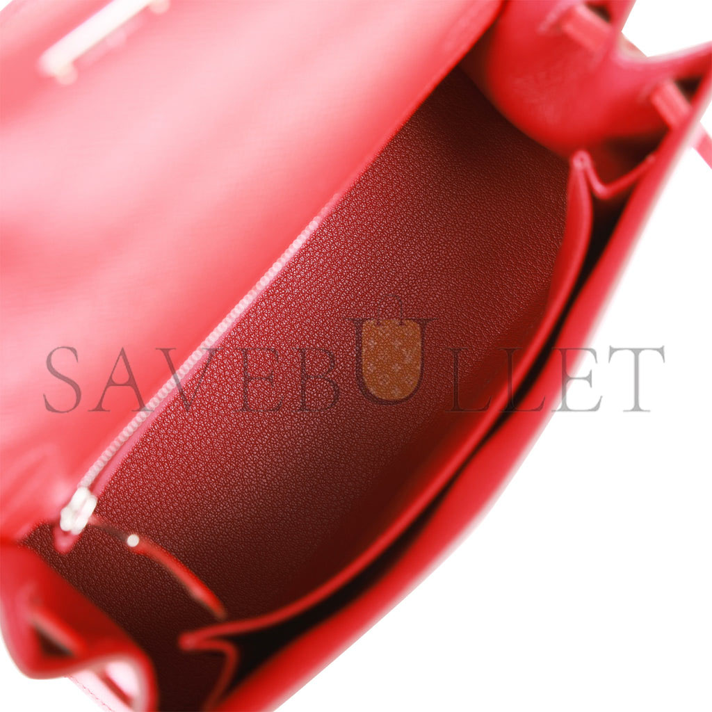 HERMES KELLY SELLIER 25 ROUGE DE COEUR VERSO EPSOM PALLADIUM HARDWARE  (25*17*7cm