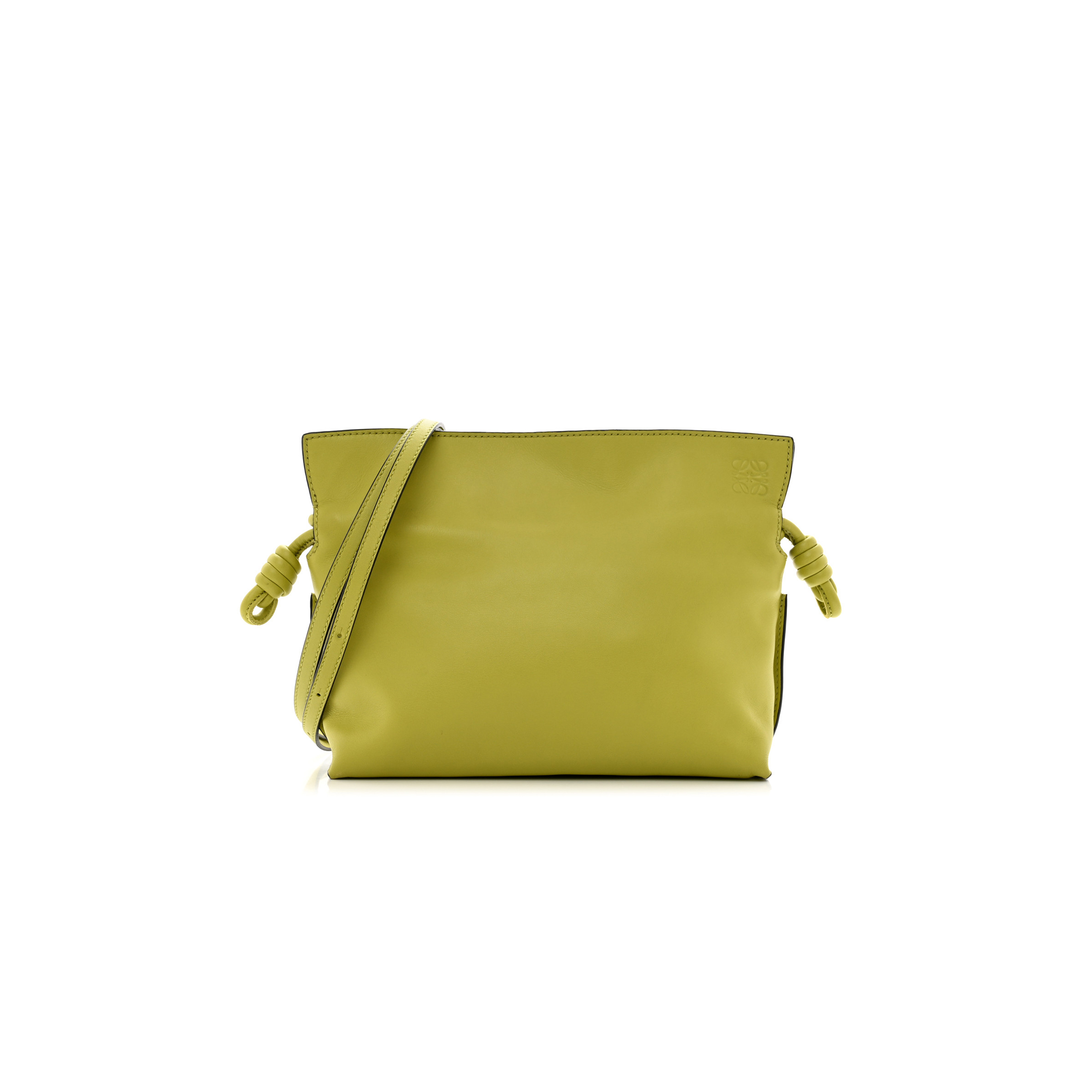 LOEWE CALFSKIN MINI FLAMENCO KNOT CLUTCH LIME YELLOW (23*18*7cm)