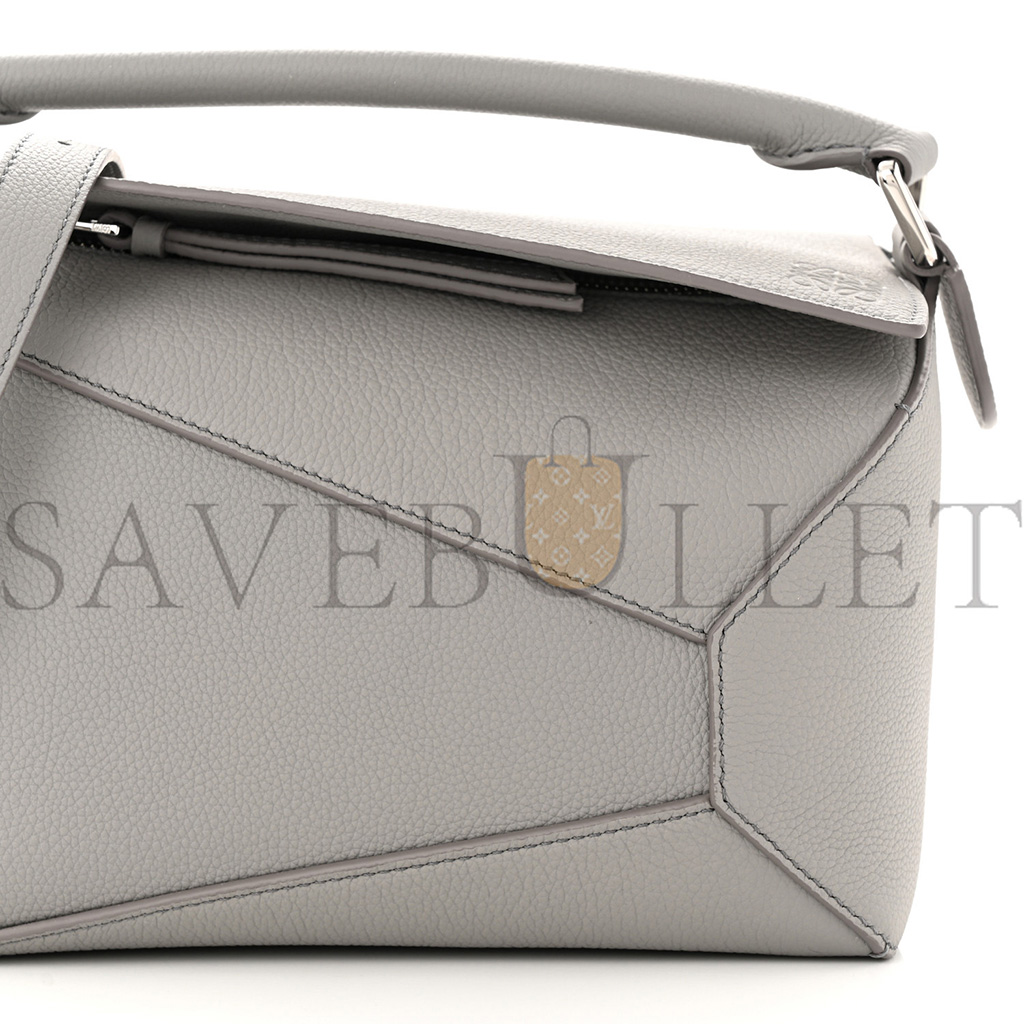 LOEWE CALFSKIN SMALL PUZZLE EDGE BAG PEARL GREY (24*15*11cm)