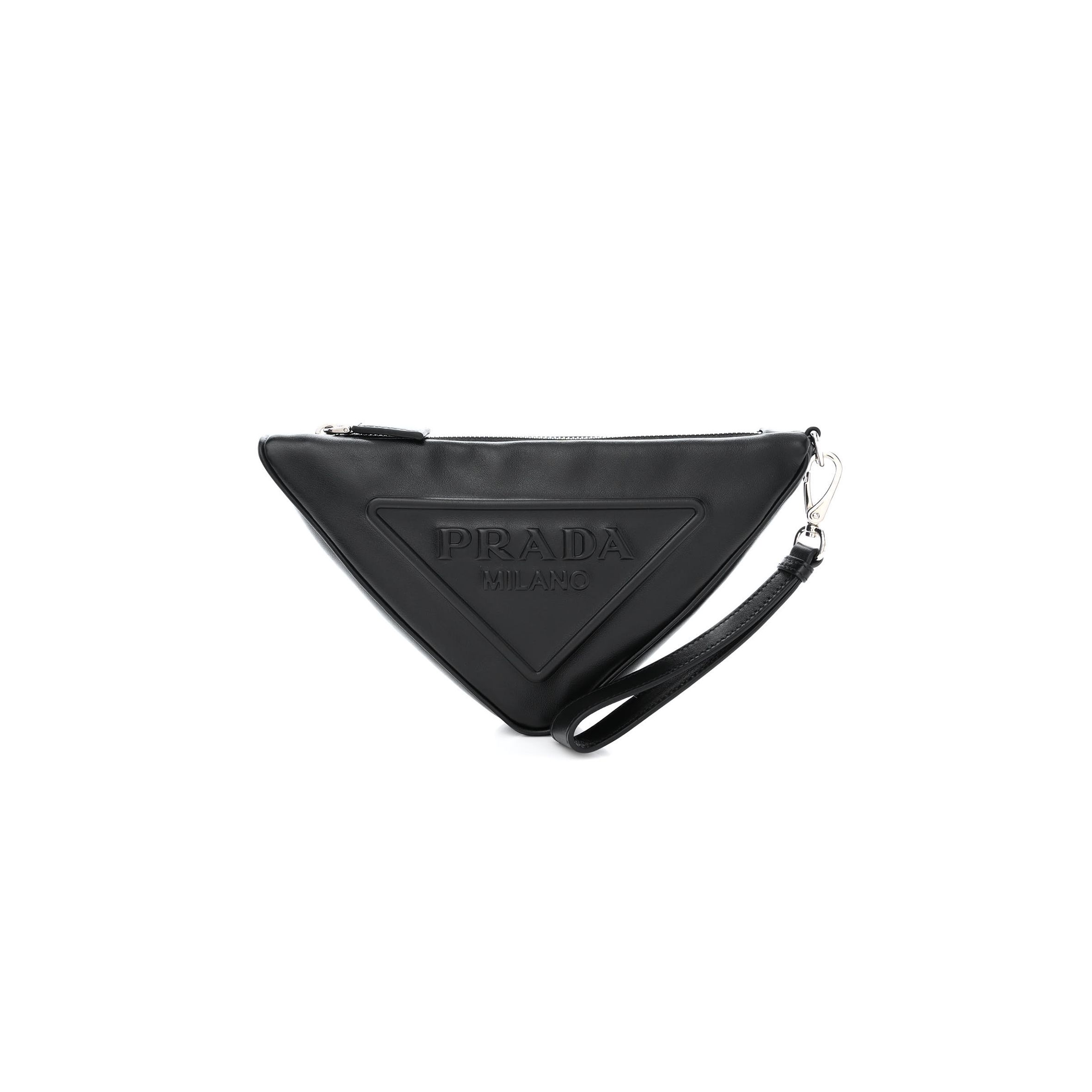 PRADA GRACE LUX TRIANGLE WRISTLET POUCH BLACK (27*15*6cm) PRADA GRACE LUX TRIANGLE WRISTLET POUCH BLACK (27*15*6cm)