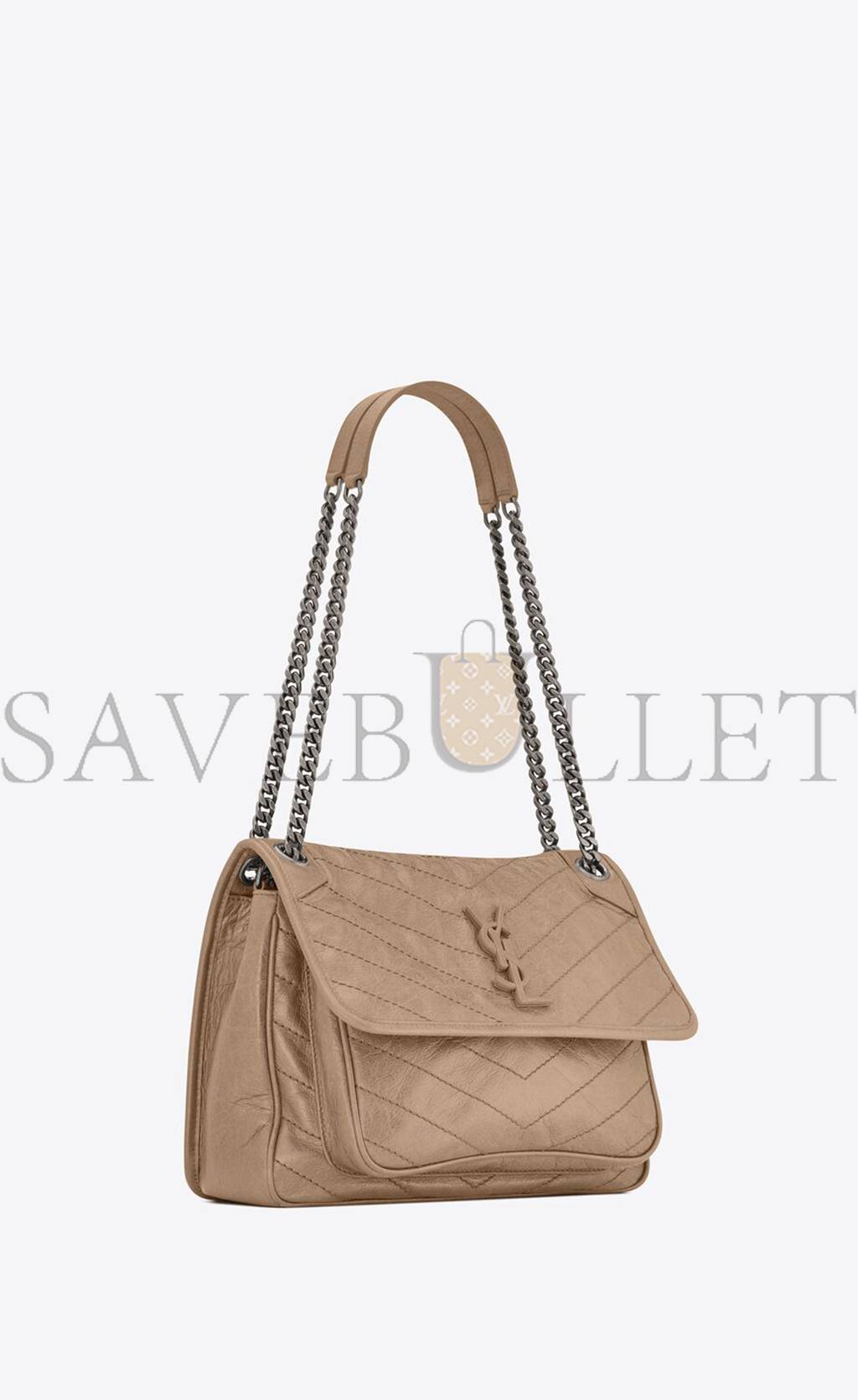 YSL NIKI MEDIUM CHAIN BAG IN CRINKLED VINTAGE VEGETABLE-TANNED LEATHER 6331581YG042826 (28*20*8.5cm)