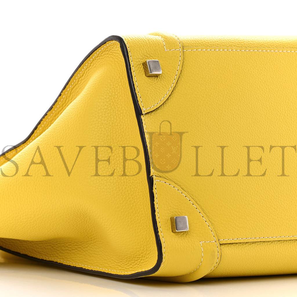 CELINE DRUMMED CALFSKIN MINI LUGGAGE CITRON (30*29*17cm)