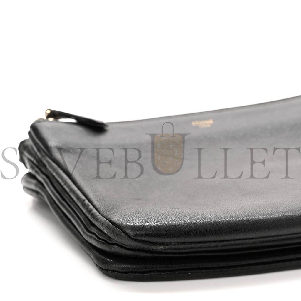 CELINE LAMBSKIN SMALL TRIO CROSSBODY BAG BLACK (22*15*4cm)