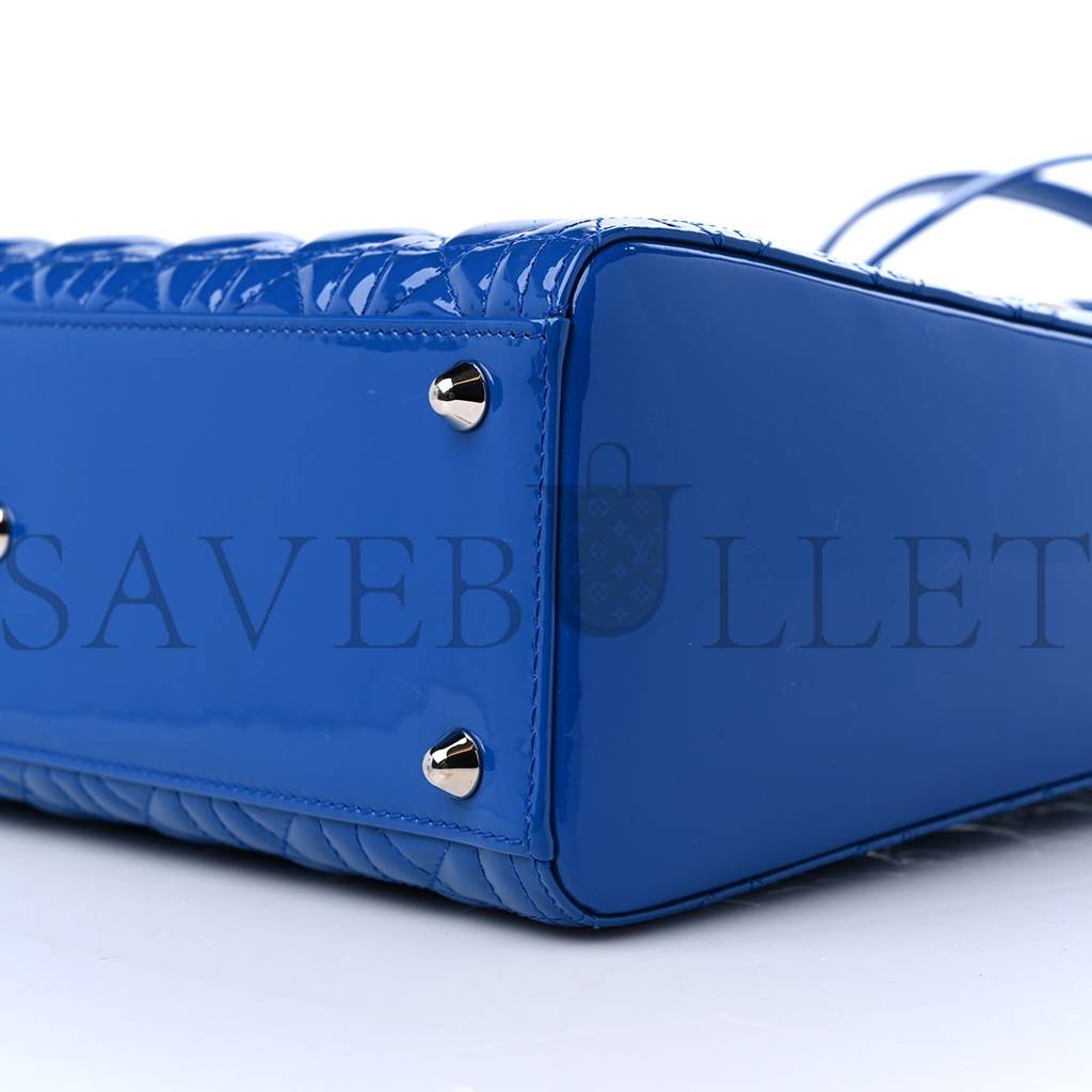 DIOR PATENT CANNAGE LARGE LADY DIOR BLUE (32*25*11.4cm)