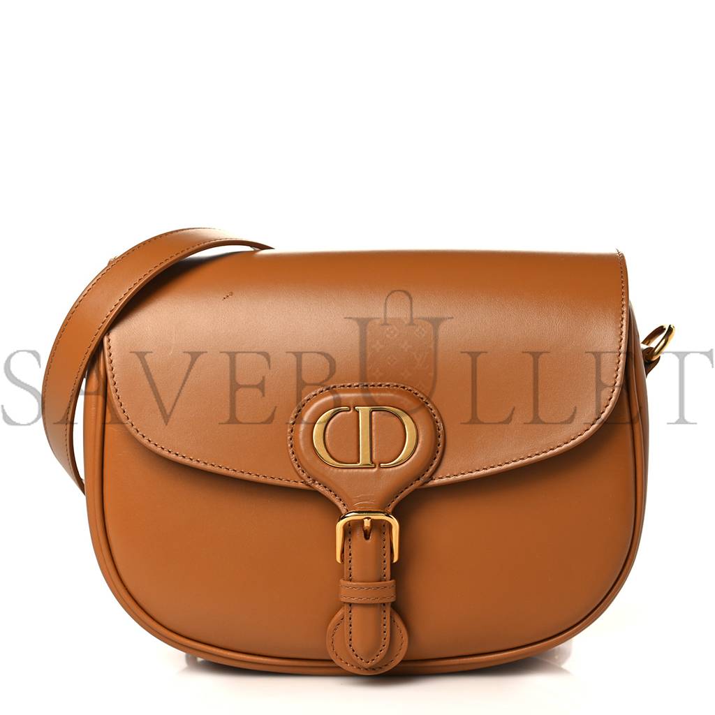 DIOR BOX CALFSKIN MEDIUM BOBBY FLAP CAMEL (22*17*6.4cm)