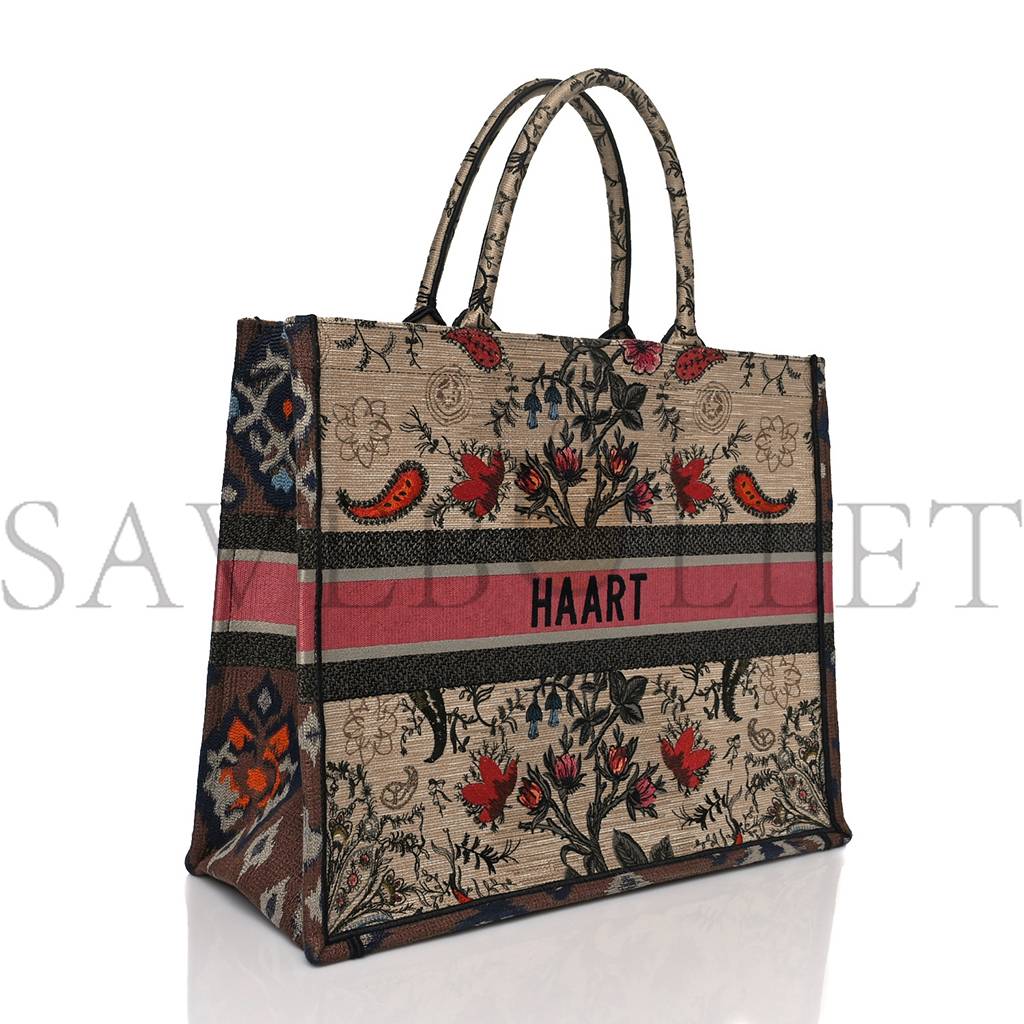 DIOR CANVAS EMBROIDERED LARGE BRODERIE DIOR FLOWERS BOOK TOTE MULTICOLOR (42*34*17.8cm)