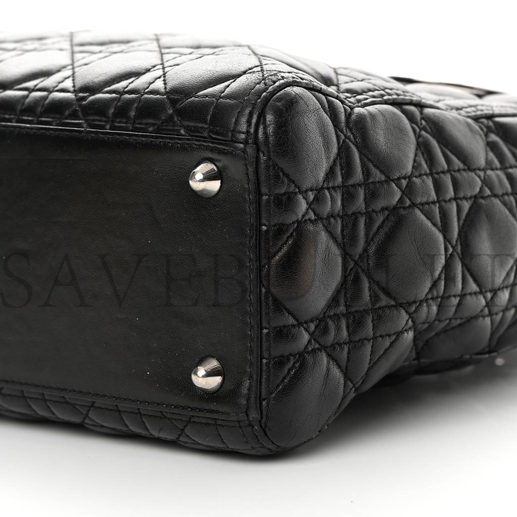 DIOR LAMBSKIN CANNAGE LARGE LADY DIOR BLACK (31*25*12.1cm)