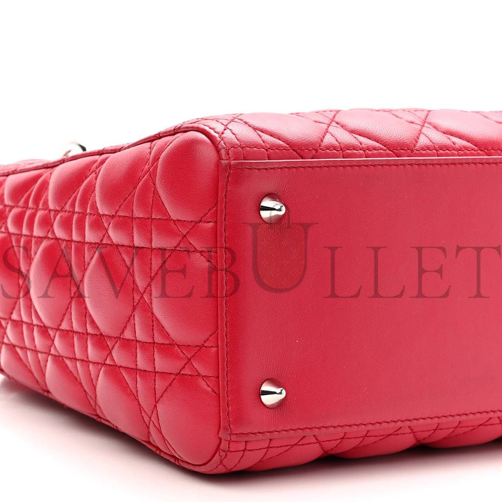 DIOR LAMBSKIN CANNAGE MEDIUM LADY DIOR RED (23*20*12.1cm)