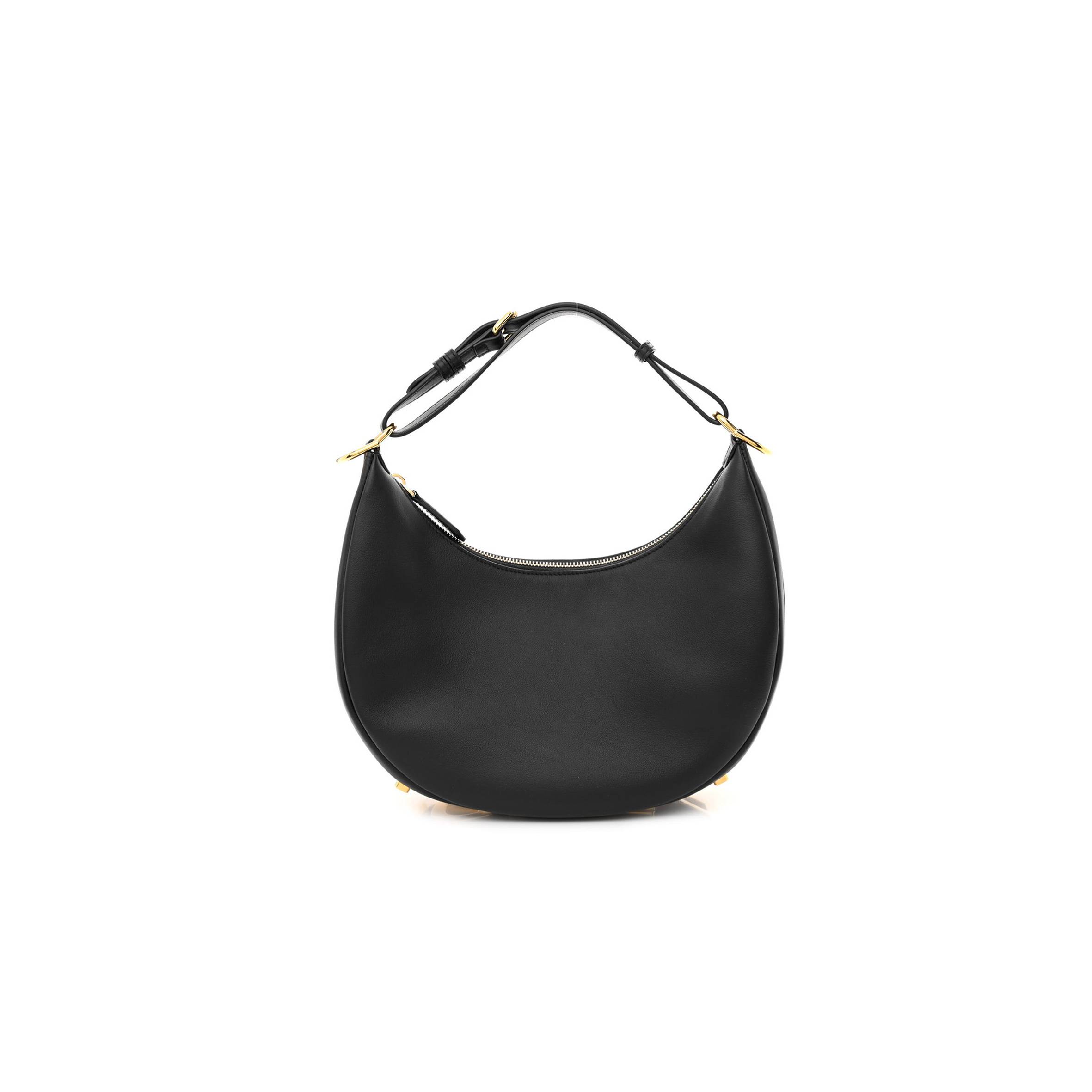 FENDI VITELLO GRACE MATTE SMALL FENDIGRAPHY HOBO BAG BLACK (28*23*10cm)